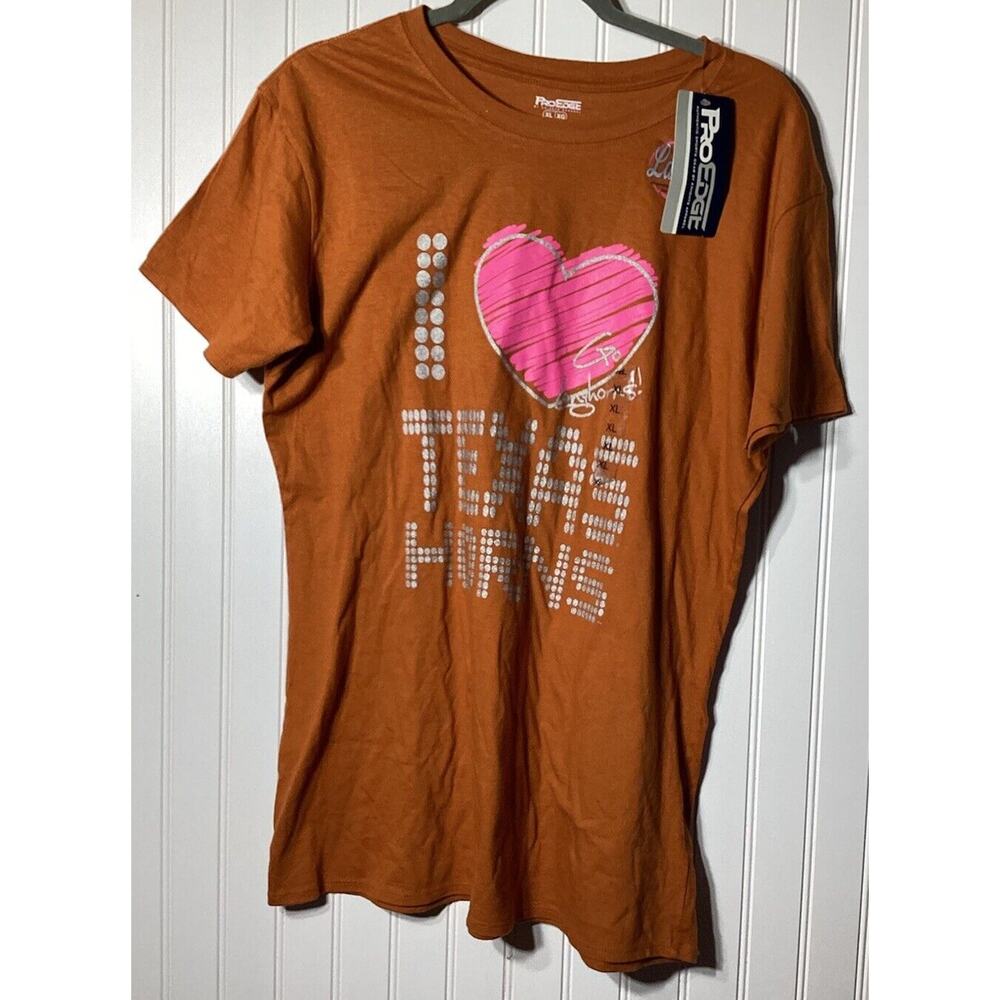 Pro Edge Women Shirt Orange I Love (Heart)Texas Horns Size Xl NWT